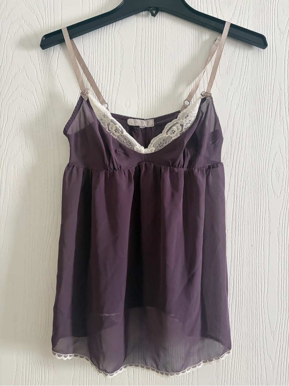 Victoria's Secret Purple Chemise with Cream Lace Trim